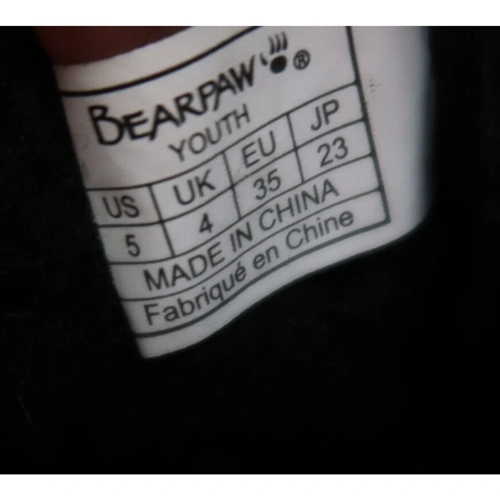 Bearpaw Shoes Kids 5 Winter Boots Pull On Leather Wool Evangaline Black Comfort